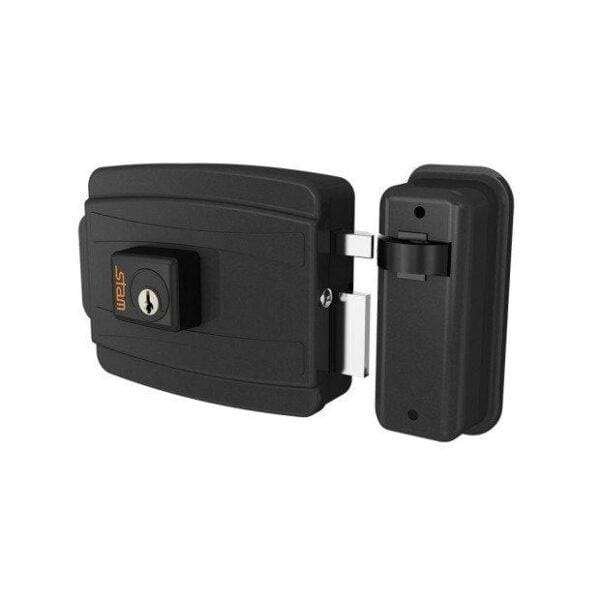 Fechadura Elétrica 12V STAM - Preto Fosco com Cilindro 40mm | Casa dos Serralheiros - Imagem 2
