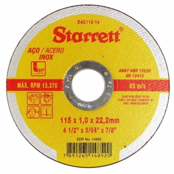 Disco de corte fino Inox - Starrett