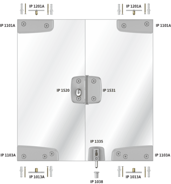 Kit 8 para Porta Dupla Pivotante - Imagem 2
